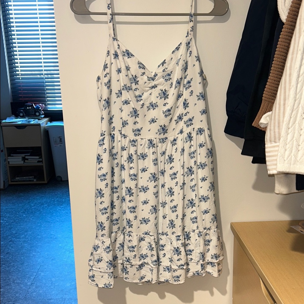 Hollister White and Blue Floral Mini Dress